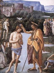 Baptism of Christ (detail-1) c. 1482 by Pietro Vannucci Perugino