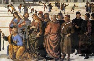 Christ Handing the Keys to St Peter (detail-1) 1481-82 by Pietro Vannucci Perugino
