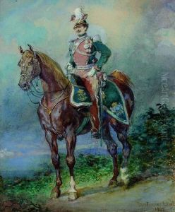 Portrait Equestre Du Duc De La Force by Eugene Louis Lami