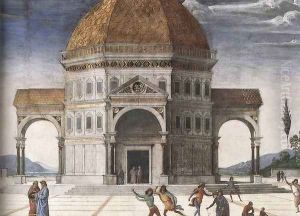 Christ Handing the Keys to St Peter (detail-2) 1481-82 by Pietro Vannucci Perugino