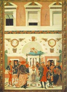 The Miracles of San Bernardino- The Healing of a Mute 1473 by Pietro Vannucci Perugino