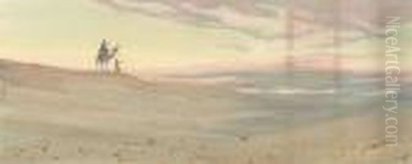 Arabs In The Desert At Dusk - view 1