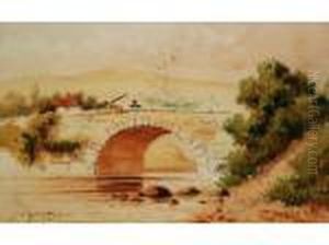 Fisherman On A Stone Bridge by Augustus Osborne Lamplough