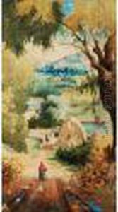 Rural Scene With Figure And Path In The Foreground Rural Scene With Figure And Path In The Foreground
