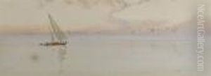Sunset Before A Sandstorm; Desert Scene by Augustus Osborne Lamplough