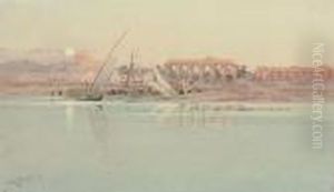 Sunrise Over The Ruins Of Luxor, Egypt by Augustus Osborne Lamplough