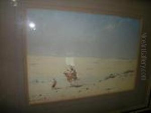 Bedouin With Their Camels In The Desert by Augustus Osborne Lamplough