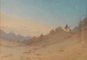 A Desert Rider Beneath A Crescent Moon by Augustus Osborne Lamplough