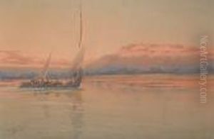 A Dhow On The Nile At Sunset