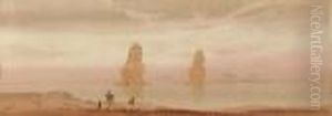 The Colossi Of Memnon At Sunset by Augustus Osborne Lamplough