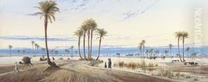 A View Of The Nile With A City In The Distance by Augustus Osborne Lamplough