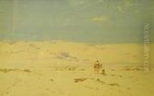 Desert Scene With Camel And Figures by Augustus Osborne Lamplough