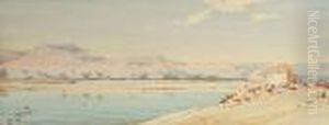 Arabs By A Temple On The Nile