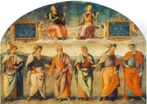 Prudence and Justice with Six Antique Wisemen by Pietro Vannucci Perugino