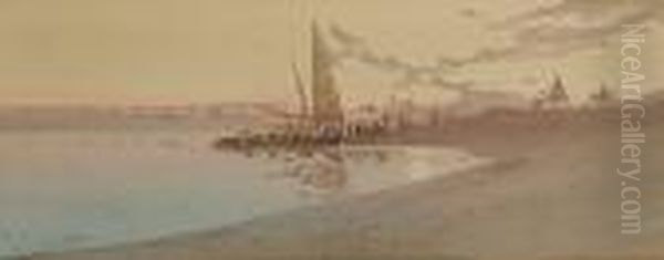 Loading The Dhows At Sunset - view 1