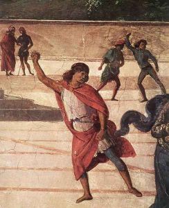Christ Handing the Keys to St Peter (detail-6) 1481-82 by Pietro Vannucci Perugino