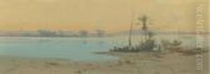 A Market Boat At Kous; And Ruins At Wady Kardass, Nubia by Augustus Osborne Lamplough