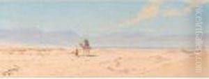 A Warrior On A Camel Crossing The Desert; Arabs Crossing The Desert by Augustus Osborne Lamplough