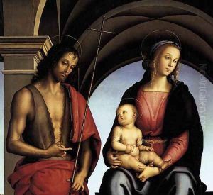 The Madonna between St John the Baptist and St Sebastian (detail-1) 1493 by Pietro Vannucci Perugino