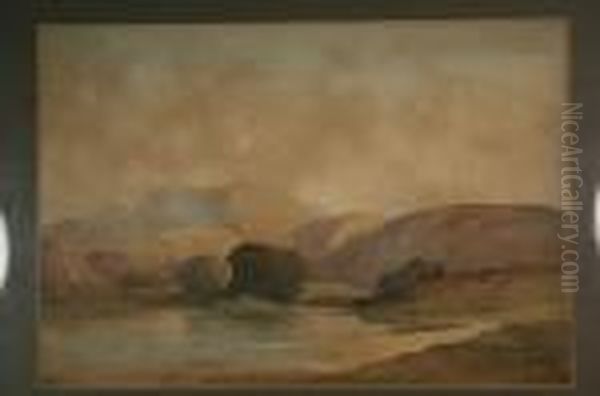 Lakeland Mountain Scene With Cattle Watering By A Lakeside - view 1