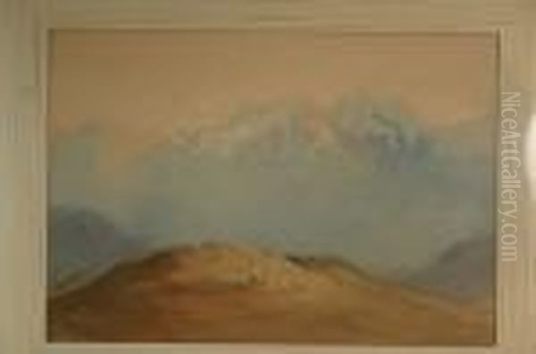 Mountainscape With Sheep Resting - view 1