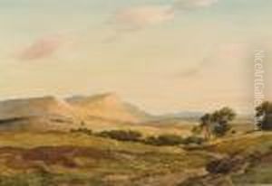 Shepherd And Flock In An Uplandlandscape