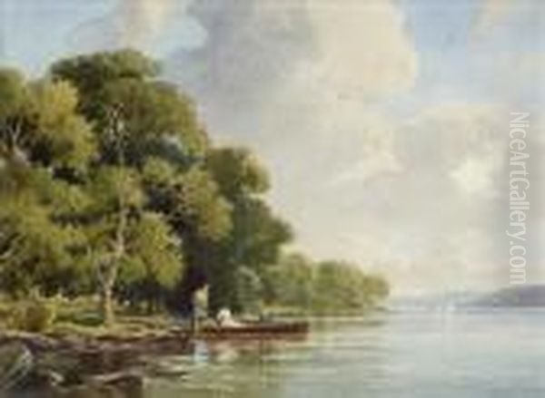 The Ferry Boatwatercolour Signed Lower Right 25cm X 33cm - view 1