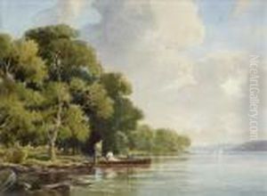 The Ferry Boatwatercolour Signed Lower Right 25cm X 33cm