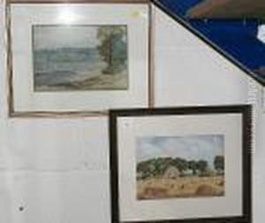 A Rural Landscape, Signed And
Dated 1919, Watercolour, Together With Another 'wephmam, Sussex' By
Joseph Kirkpatrick by Percy Lancaster