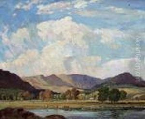 Vaches Dans Un Paysage Fluvial. Vaches Dans Un Paysage Fluvial.