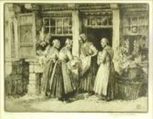 Four Elderly Dutch Ladies Etching, Signed In Pencil15cm X 20cm by Percy Lancaster