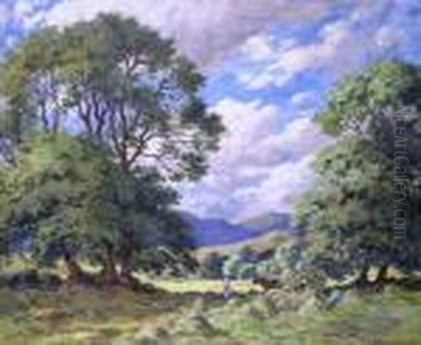 Mountain Landscape With Figures, Hay Wagon
Signed Lower Left - view 1