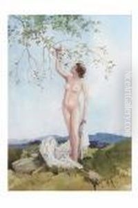 Nude Lady Before A Landscape by Percy Lancaster