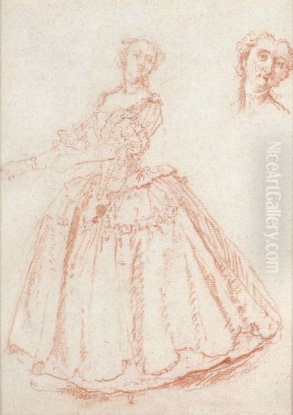 A Standing Lady, With Separate Study Of Her Head - view 1