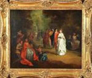 Assemblee De Personnages Dans Un Parc by Nicolas Lancret
