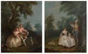 Couple Tenant Une Cage A Oiseaux by Nicolas Lancret