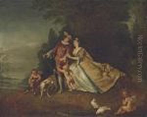 Portrait Of A Lady And Gentleman by Nicolas Lancret