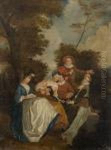 Scene Galante Aux Joueuses De Guitare by Nicolas Lancret