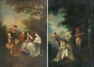 Fete Champetre : < Que Le Coeur
D'un Amant Est Sujet A Changer > Concert Dans Un Sous-bois by Nicolas Lancret