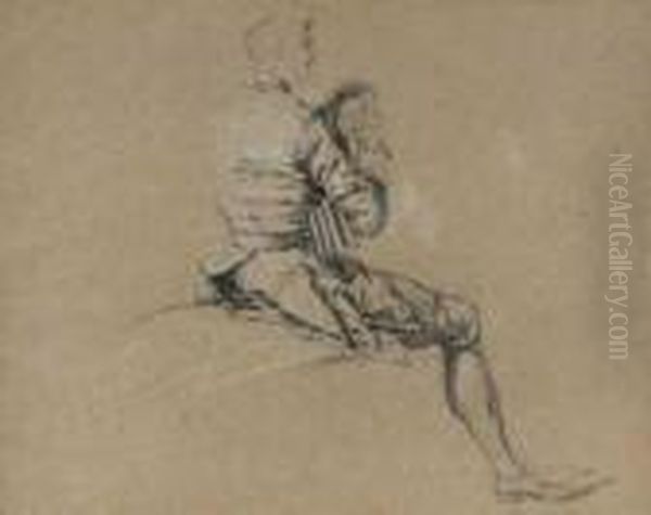 Personnage Assis Jouant De La Cornemuse - view 1