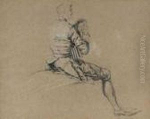 Personnage Assis Jouant De La Cornemuse by Nicolas Lancret
