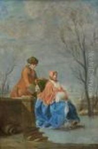 Promenade En Traineau Sur La Glace by Nicolas Lancret