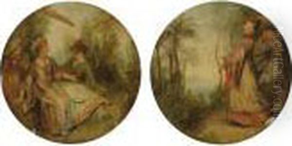 Elegant Figures Reclining In A Parkland Setting - view 1