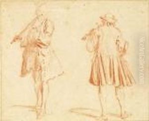 Violoniste Debout Et De Trois-quart, Violoniste De Dos by Nicolas Lancret
