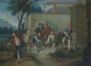 "les Plaisirs De L'enfance : Le Cerceau, La Partie De Billes Et Le Cerf Volant" by Nicolas Lancret