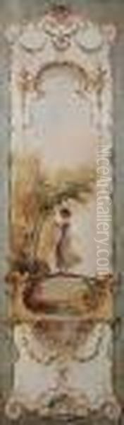 A Young Woman On A Bridge Within
A Paintedcartouche; And A Young Man On A Bridge Within A
Paintedcartouche - view 1