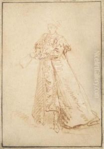 Un Homme En Costume Oriental Coiffe D'un Turban by Nicolas Lancret