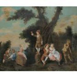 A Landscape With Children Harvesting Fruit by Nicolas Lancret
