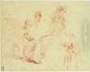 Etudes De Figures Pour La Composition : "l'hiver" by Nicolas Lancret