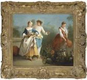 Elegant Figures In A Garden by Nicolas Lancret